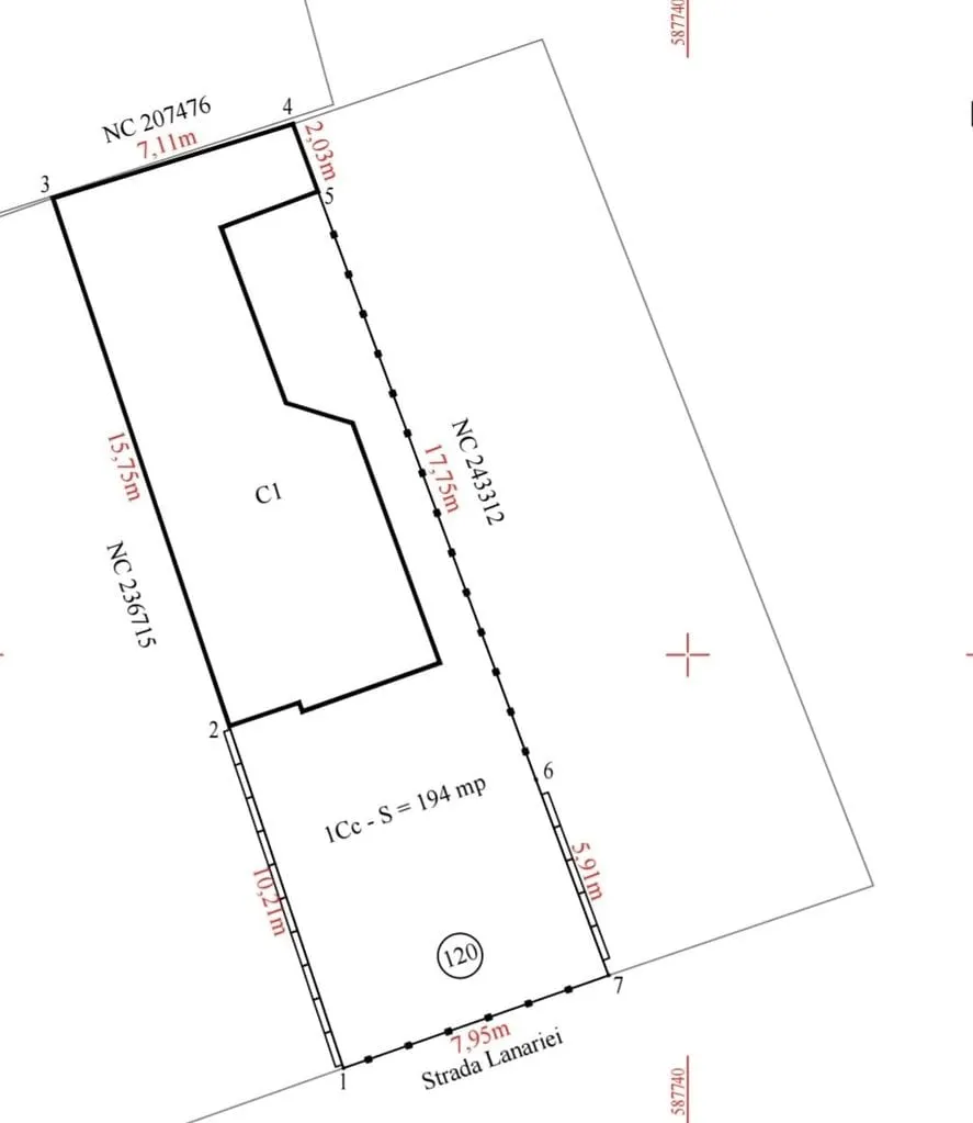 Releveu Casă de vânzare cu grădină, Parcul Carol, teren 208 mp